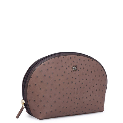 Ostrich Leather Vanity Pouch - Brown