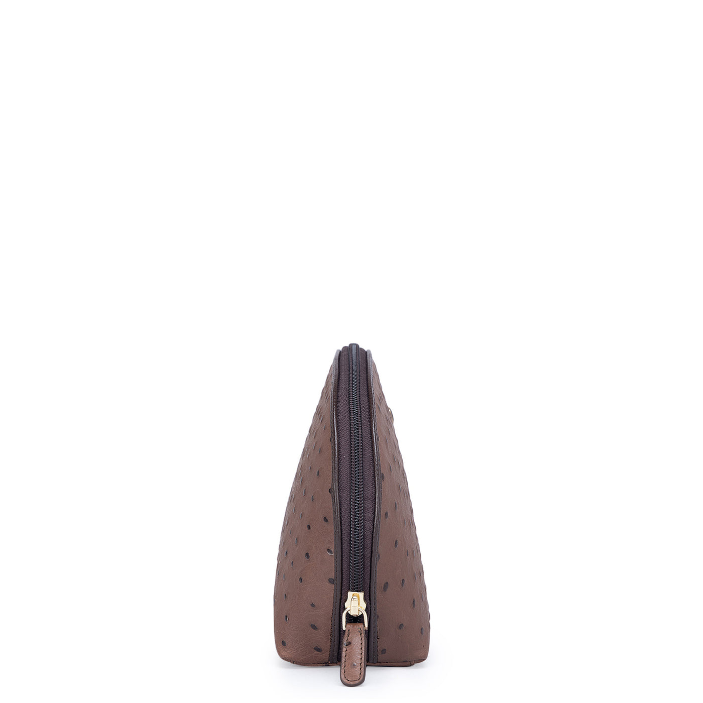 Ostrich Leather Vanity Pouch - Brown