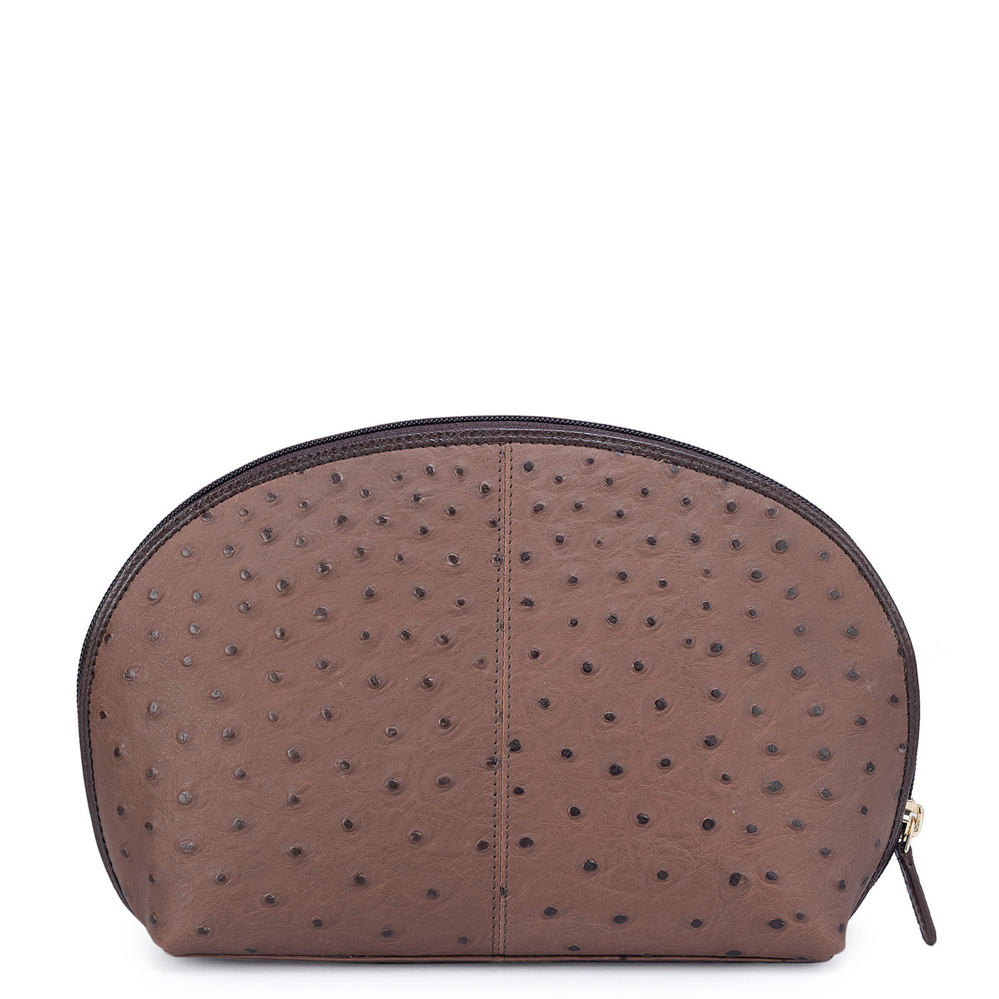 Ostrich Leather Vanity Pouch - Brown