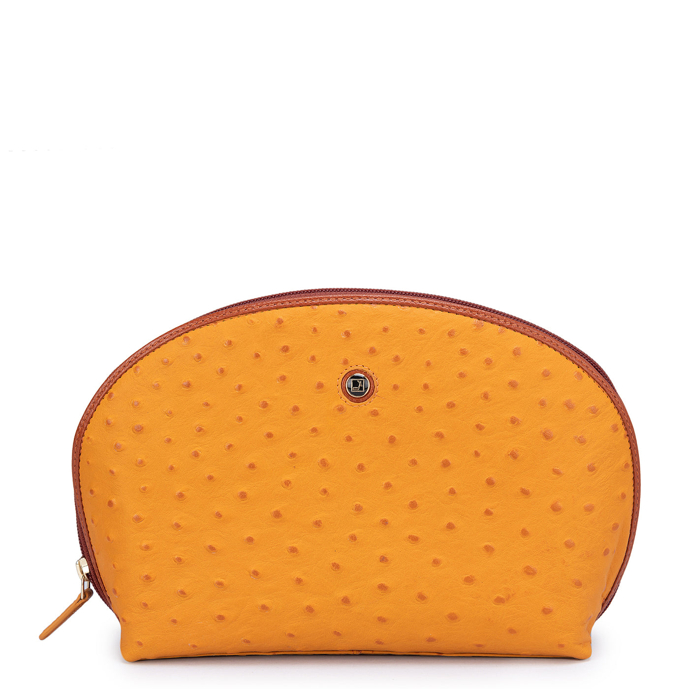 Ostrich Leather Vanity Pouch - Orange