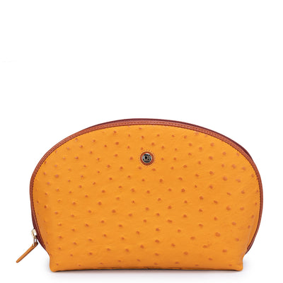 Ostrich Leather Vanity Pouch - Orange