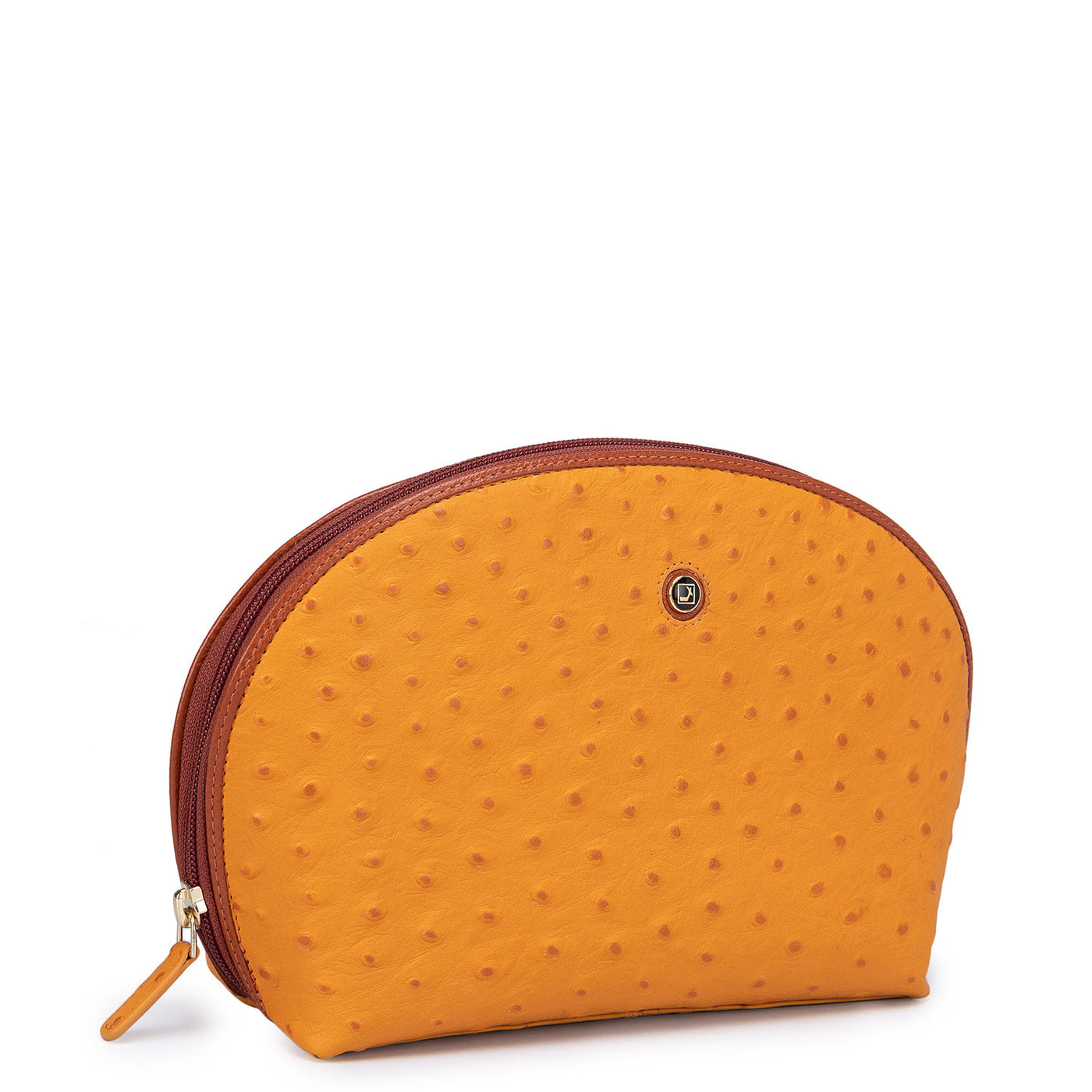 Ostrich Leather Vanity Pouch - Orange