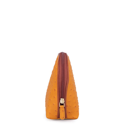 Ostrich Leather Vanity Pouch - Orange
