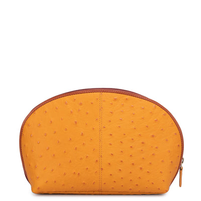 Ostrich Leather Vanity Pouch - Orange